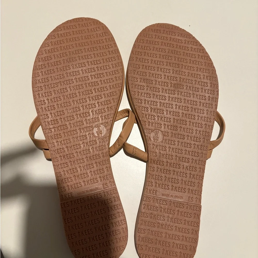 TKEES Nude Tan Minimalist Leather Slide Sandals - Picture 3 of 5